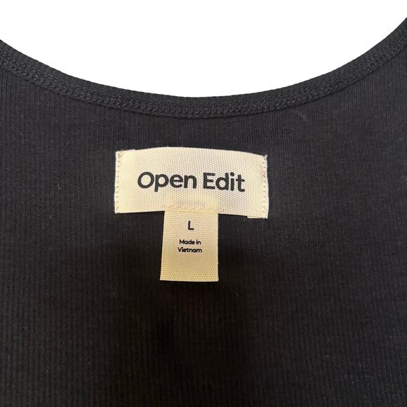 Open Edit Black Ribbed Racerback Tank Top Large Pima Cotton NWT - Picture 3 of 4